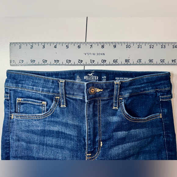 Hollister Jeans High Rise Super Skinny Medium Wash Distressed SZ 26/3L LIKE NEW - Picture 11 of 15